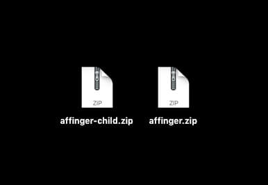 AFFINGERを有効化するための2つのzipファイル