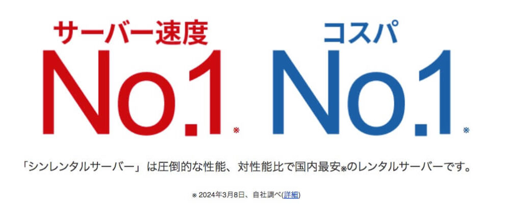 シンレンタルサーバーの速度「No.1」の主張